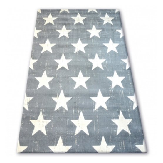 Detský koberec šedý - biele hviezdičky