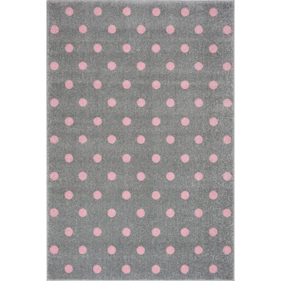 Detský koberec CIRCLE - striebornošedý/ ružový