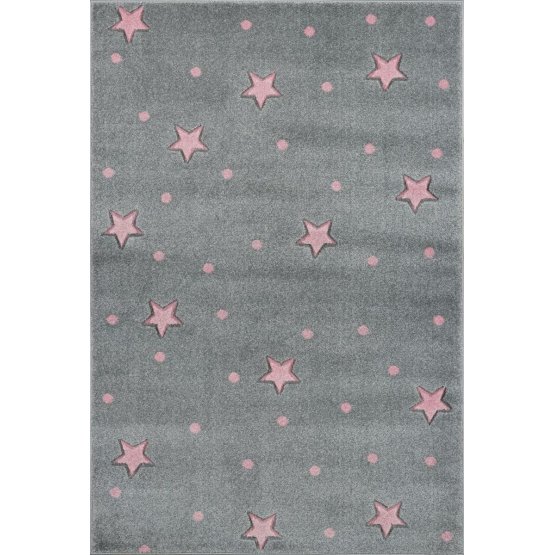 Detský koberec HEAVEN - striebornošedý/ružový