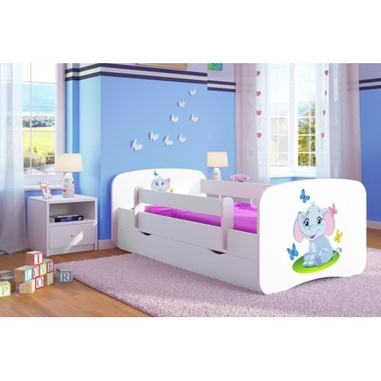 OURBABY detská posteľ so zábranou - sloník - biela