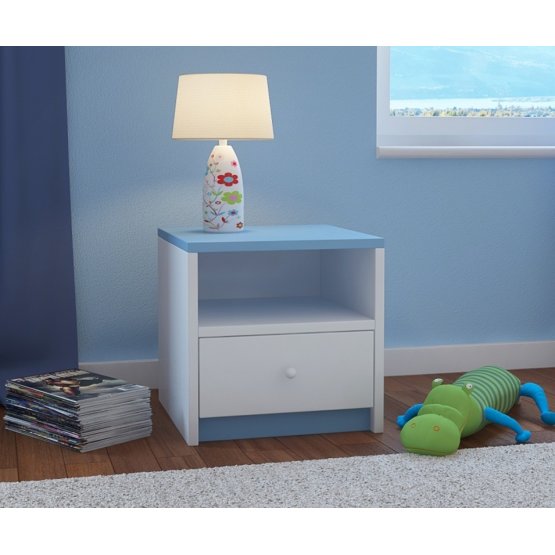 Ourbaby detský nočný stolík - modro-biely