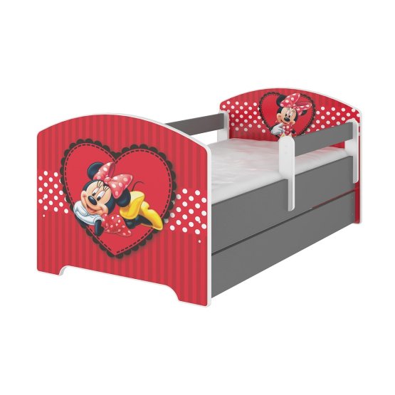 Detská posteľ sa zábranou - Minnie Mouse - šedé boky