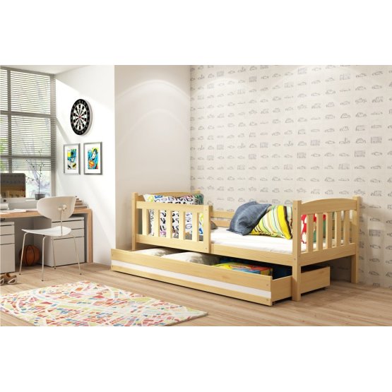 Detská posteľ EXCLUSIVE - prírodná s bielym detailom