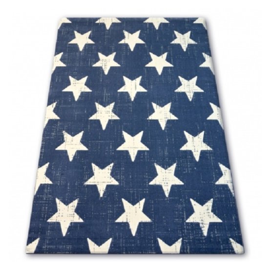 Detský koberec modrý - biele hviezdičky