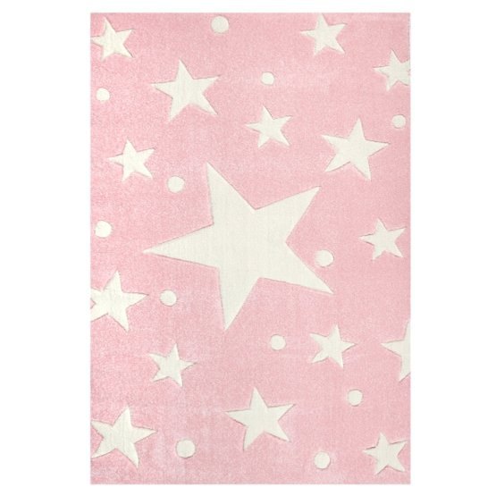 Detský koberec STARS ružovo-biely