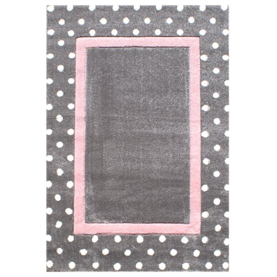 Detský koberec Bodky - striebro-šedo-ružový