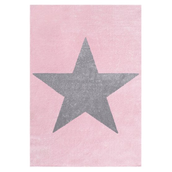 Detský koberec STAR ružovo-strieborno-sivý