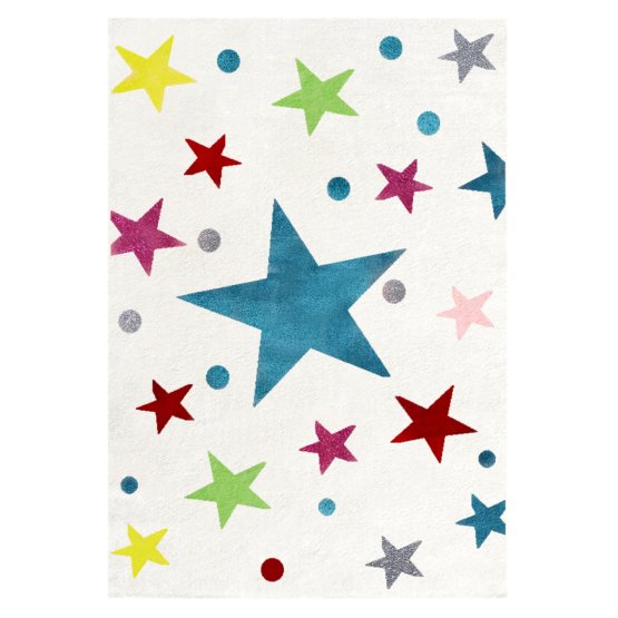 Detský koberec STARS krémový s farebnými hviezdičkami