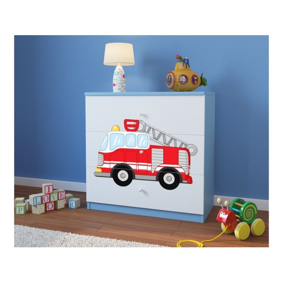 OURBABY detská komoda - modrá - hasičské auto