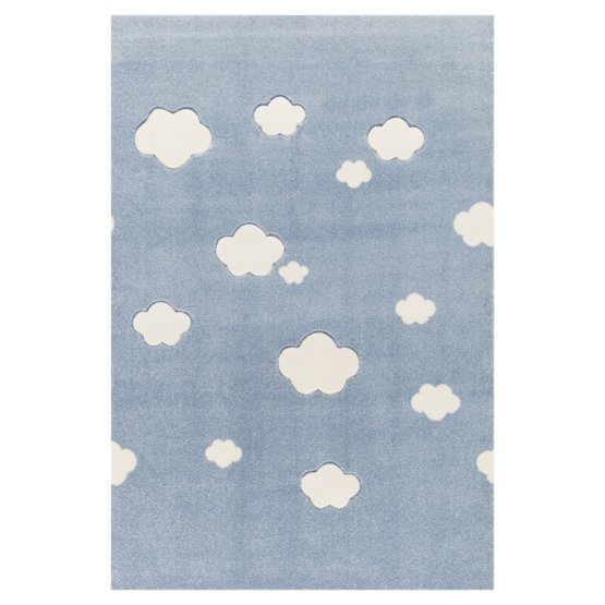 Detský koberec mráčky- modrý/biely