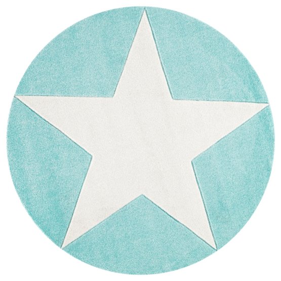 Detský okrúhly koberec STARS mätovozelený-biely