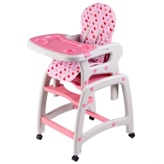 Detská jedálenská stolička 3v1 - ružová