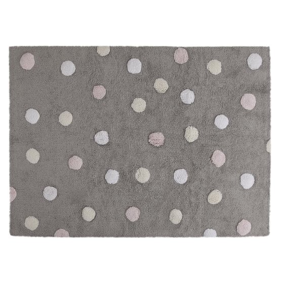 Detský koberec Tricolor Polka Dots Grey - Pink