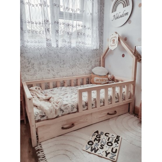 Detská domčeková posteľ SCANDI - prírodná
