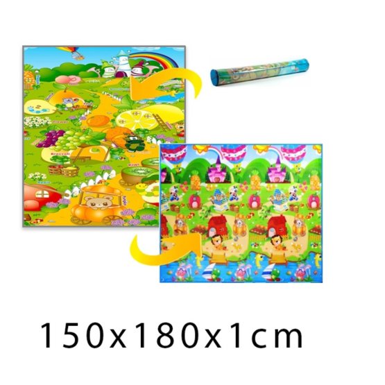 Detský penový koberec - domček leva + ovocný raj