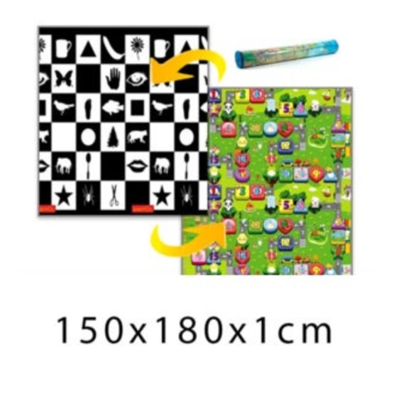 Detský penový koberec - šachovnica + číselná ulička - 150x180x1 cm