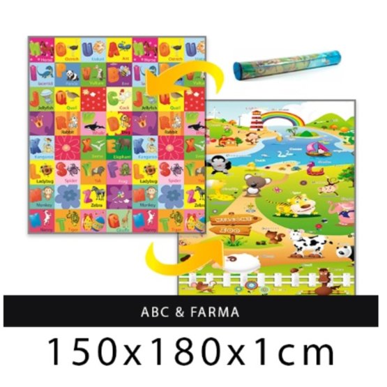 Detský penový koberec - ABC + farma - 180x150x1 cm