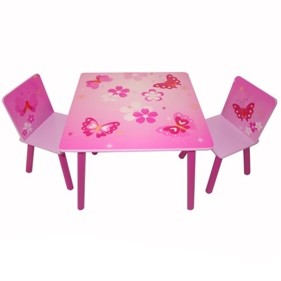 Detský stôl so stoličkami - motýliky