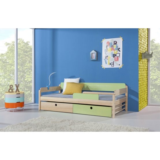 Detská posteľ Natu - borovica-zelená