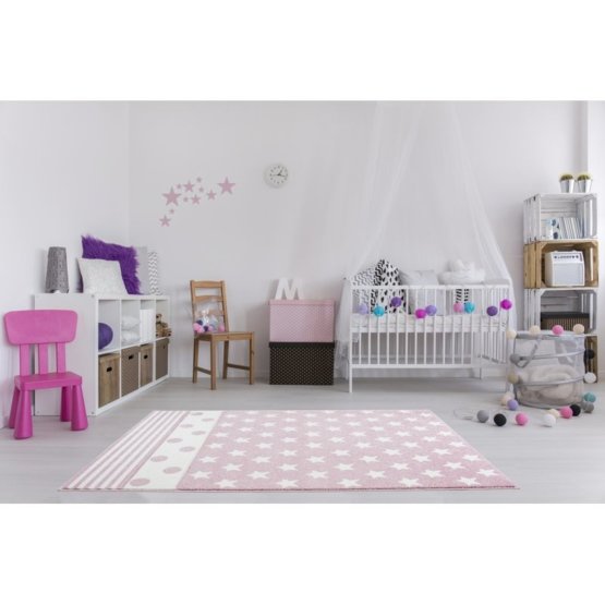 Detský koberec STARPOINT - ružovo-biely