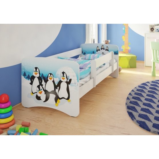 Detská posteľ so zábranou - tučniačiky