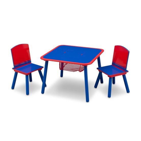 Detský stôl so stoličkami - modro-červený