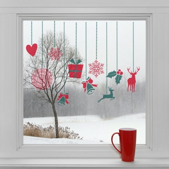 Vianočná dekorácia na okno - vianočné ozdoby