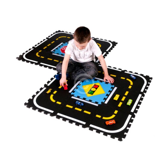 Detský koberec puzzle - autodráha