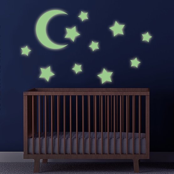 Samolepky na stenu - svietiace hviezdičky a mesiac