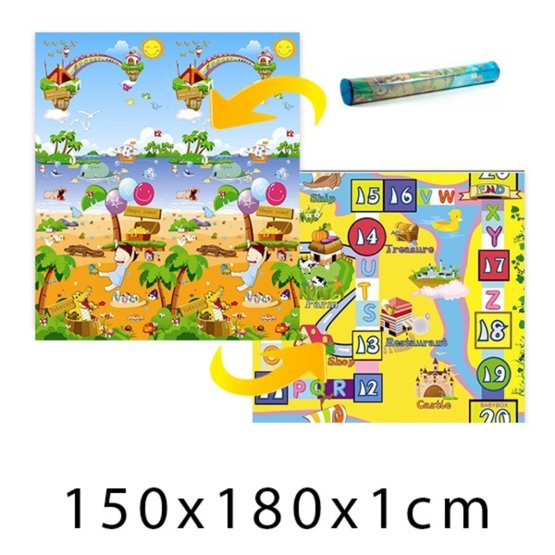 Detský penový koberec Magický ostrov + dosková hra 150x180x1 cm