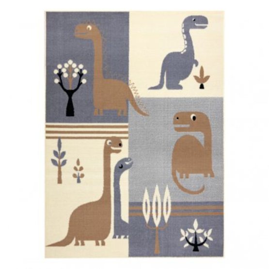 Detský koberec Dinosaurie svet - šedo-hnedý