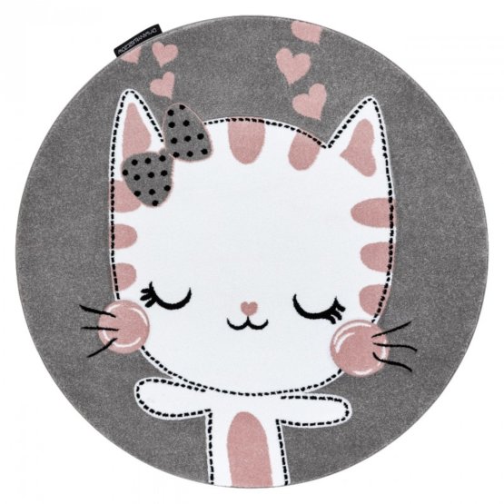 Okrúhly koberec PETIT - Mačička - sivý