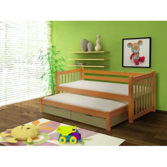 Detská posteľ s prísteľkou Kajetán 200x90 cm - jelša-olivová