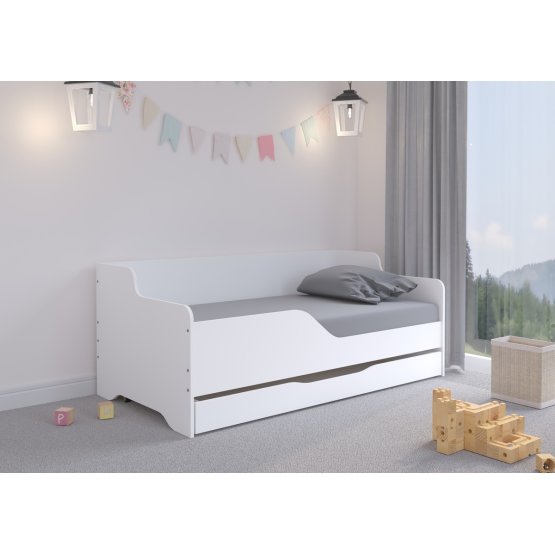 Detská posteľ s chrbtom LILU 160 x 80 cm - Biela