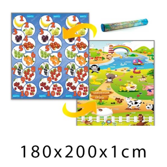 Detský penový koberec ovocné čísla + Farma 180x200x1 cm