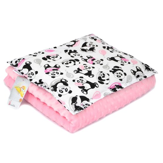Detská deka a vankúš M Panda - ružová