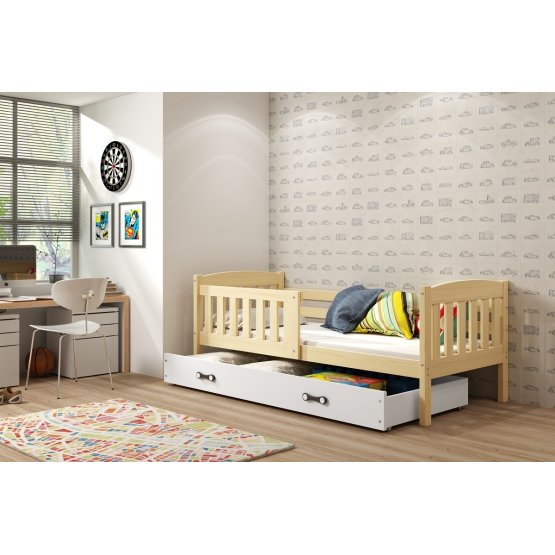 Detská posteľ EXCLUSIVE - prírodná s grafitovým detailom