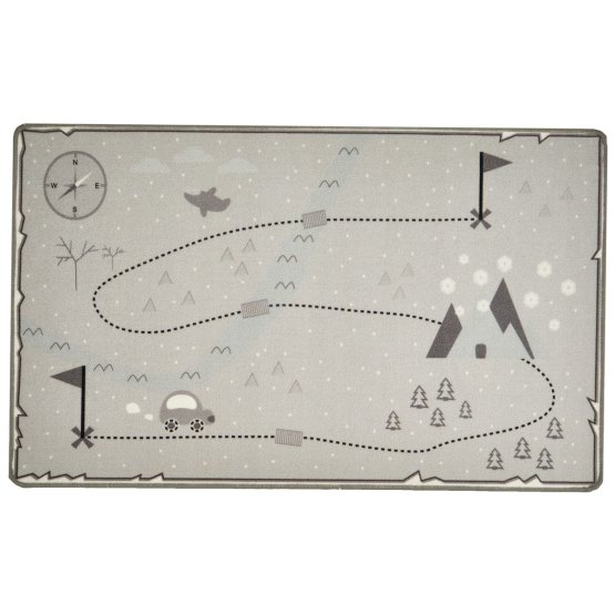 Detský koberec Mapa pokladov - strieborno-šedý