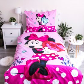 Detské obliečky 140 x 200 cm + 70 x 90 cm Minnie srdiečka, Sweet Home, Minnie Mouse