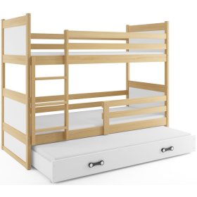 Detská poschodová posteľ s prístelkou Rocky - prírodná-biela, BMS