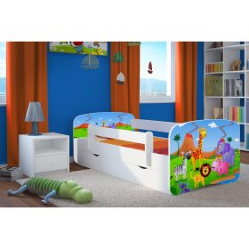 OURBABY detská posteľ so zábranou - safari - biela