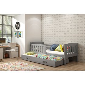 Detská posteľ s prístelkou EXCLUSIVE - šedá s grafitovým detailom, BMS