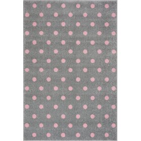 Detský koberec CIRCLE - striebornošedý/ ružový