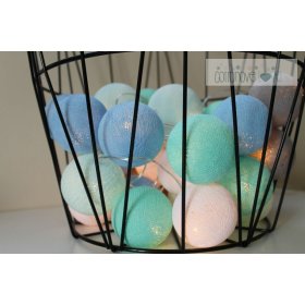 Bavlnené svietiaci LED guličky Cotton Balls - mint pastel