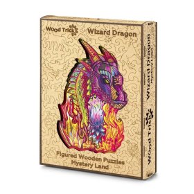Farebné drevené puzzle - drak