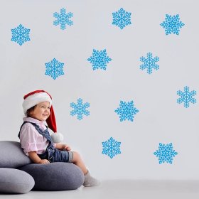Vianočná dekorácia na stenu - modré vločky