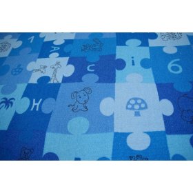 Detský koberec Puzzle - modrý
