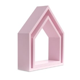 Polička - domček - ružová, funwithmum