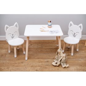 Detský stôl so stoličkami - Líška - biely