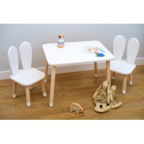 Detský stôl so stoličkami - Ušká - biely